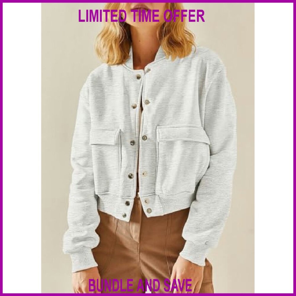 Lightweight Cropped Shacket Jacket With Pockets, … - image 5